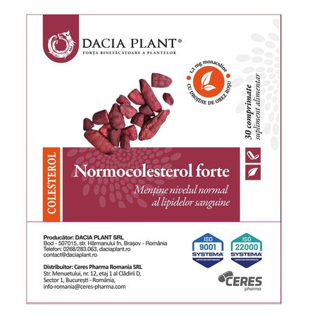 Normocolesterol forte, 30 comprimate, Dacia Plant 750841