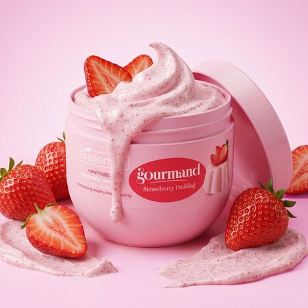 Exfoliant cremos de corp Strawberry Pudding, Gourmand, 250 g, Bielenda 750854