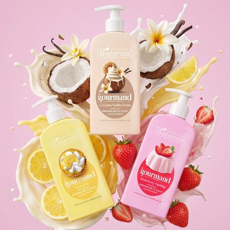 Gel de dus racoritor Strawberry Pudding, Gourmand, 300 ml, Bielenda 750886