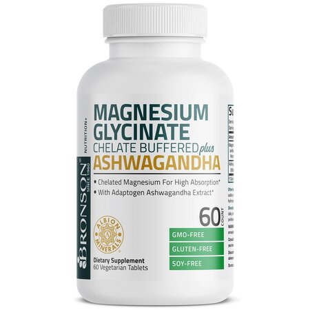 Magnesium Glycinate si Ashwagandha, 60 capsule, Bronson