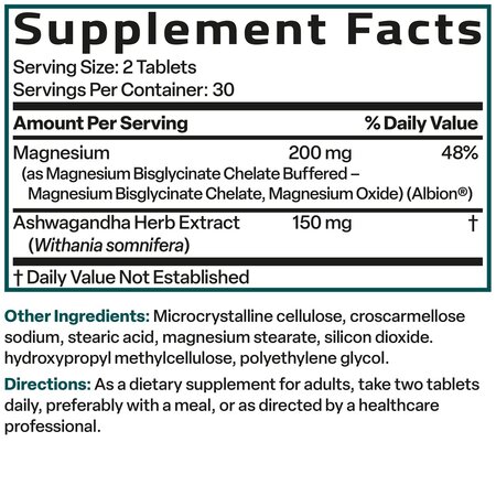 Magnesium Glycinate si Ashwagandha, 60 capsule, Bronson 750908