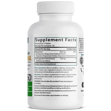 Magnesium Glycinate si Ashwagandha, 60 capsule, Bronson 750909