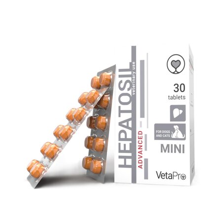 Supliment hepatic pentru caini si pisici Mini Hepatosil Advanced, 30 tablete, Vetapro 750912