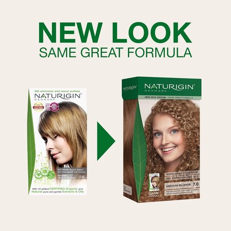 Vopsea de par naturala fara amoniac Nuanta 7.0 Natural Medium Blonde, 115 ml, Naturigin 624911