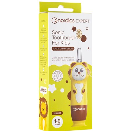 Periuta de dinti sonica pentru copii Leu CA078, culoare galben, 1 bucata, Nordics