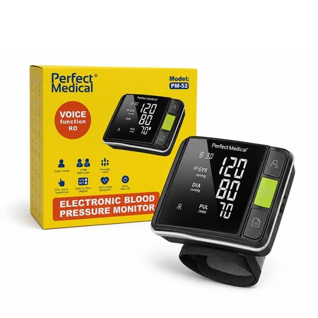 Tensiometru electronic de incheietura cu functie vocala PM-52, Perfect Medical 751046
