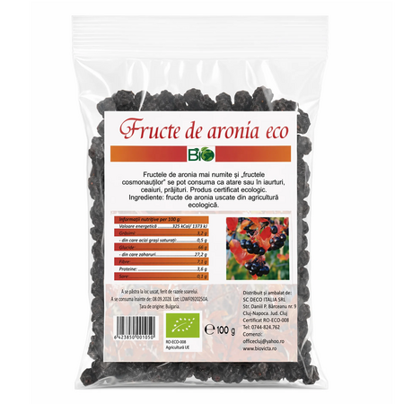 Fructe de aronia eco uscate, 100 g, Deco Italia