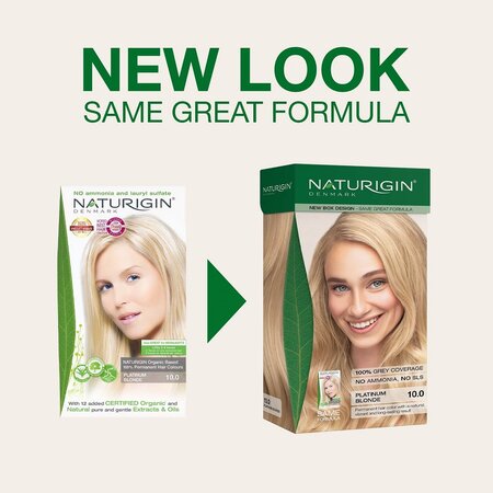 Vopsea de par naturala fara amoniac 10.0 Platinum Blonde, 115 ml, Naturigin 624902