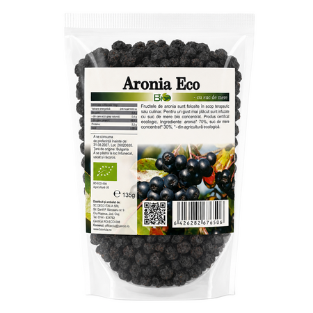 Fructe de aronia cu suc de mere eco, 135 g, Deco Italia