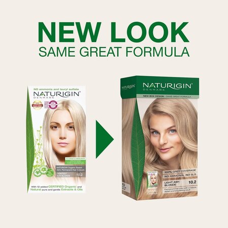 Vopsea de par naturala fara amoniac 10.2 Lightest Blonde Ash, 115 ml, Naturigin 624898
