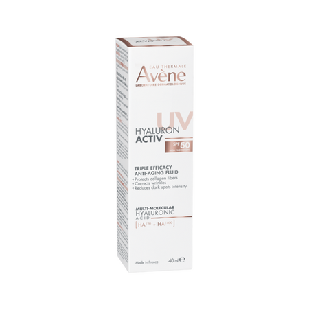 Fluid pentru fata anti-imbatranire cu tripla actiune SPF 50 Hyaluron Activ B3, 40 ml, Avene