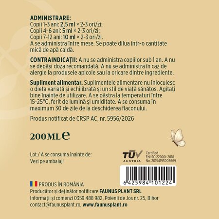 Sirop pentru copii Respiratorus, 200 ml, Faunus Plant 751355