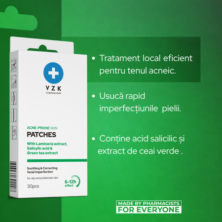 Plasturi cu acid salicilic anti-acnee, Acne Control, 30 bucati, VZK 751426