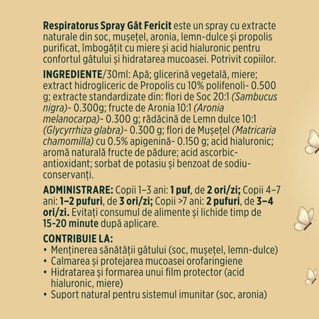 Spray de gat pentru copii Respiratorus, 30 ml, Faunus Plant 751549