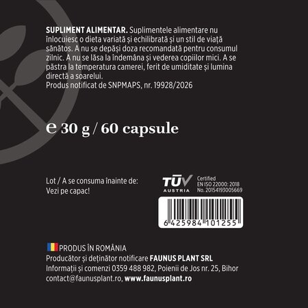 Nuca Neagra, 60 capsule, Faunus Plant 751609