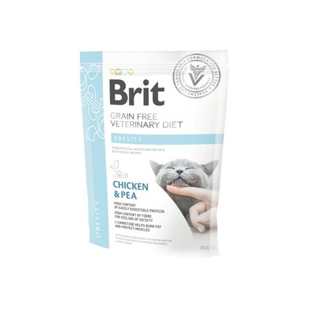 Hrana uscata cu mazare si pui pentru pisici Obesity, 400 g, Brit