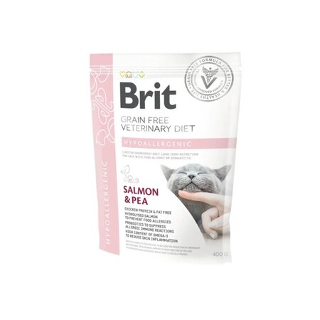Hrana uscata cu somon si mazare pentru pisici Hypoallergenic, 400 g, Brit