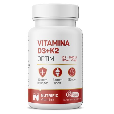 Vitamina D3+K2 Optim, 60 capsule vegetale, Nutrific