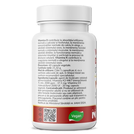 Vitamina D3+K2 Optim, 60 capsule vegetale, Nutrific 752184