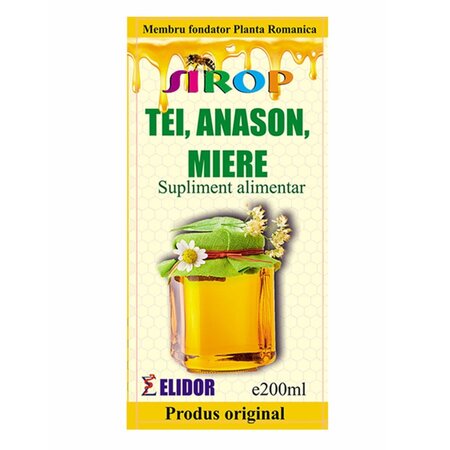 Sirop cu tei, anason si miere, 200 ml, Elidor