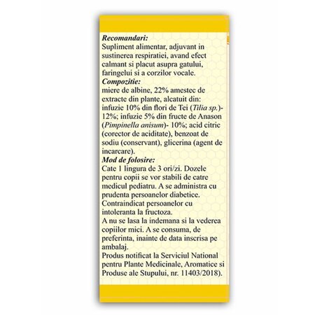 Sirop cu tei, anason si miere, 200 ml, Elidor 752378