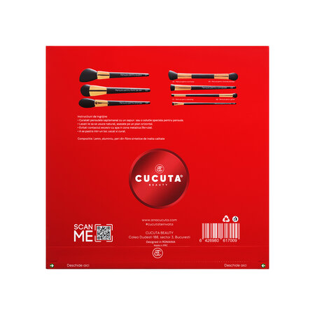 Set profesional de pensule makeup, Red Velvet, 7 pensule, Cucuta Beauty 752625