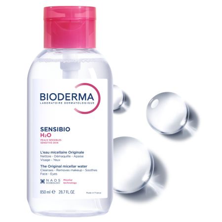 Solutie micelara cu pompa Sensibio H2O, 850 ml, Bioderma