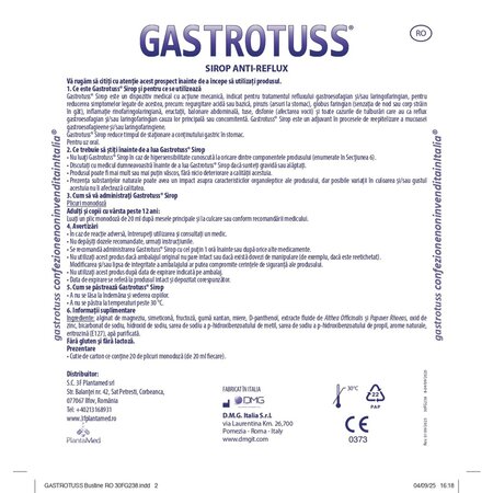 Sirop anti-reflux Gastrotuss, 20 plicuri, Plantamed 753514