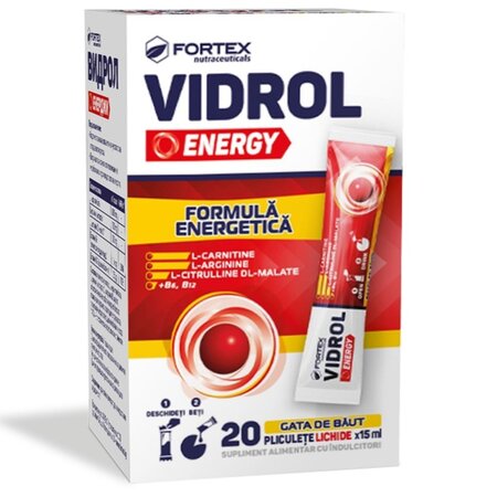 Vidrol Energy, 20 plicuri lichide x 15 ml, Fortex Nutraceuticals