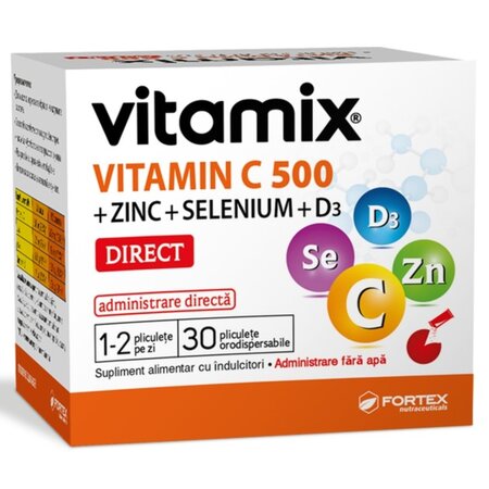 Vitamina C + Zinc + Seleniu + D3 Vitamix Direct, 30 plicuri orodispersabile, Fortex Nutraceuticals
