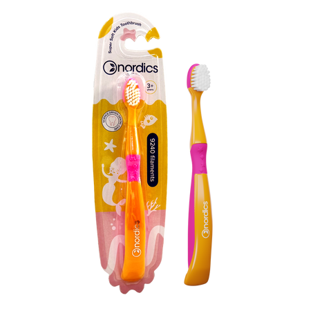 Periuta de dinti pentru copii 3+ ani Sirena 9240 Super Soft Premium, culoare galben cu mov, 1 bucata, Nordics