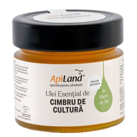 Miere de tei cu ulei esential de cimbru, 250 g, Apiland