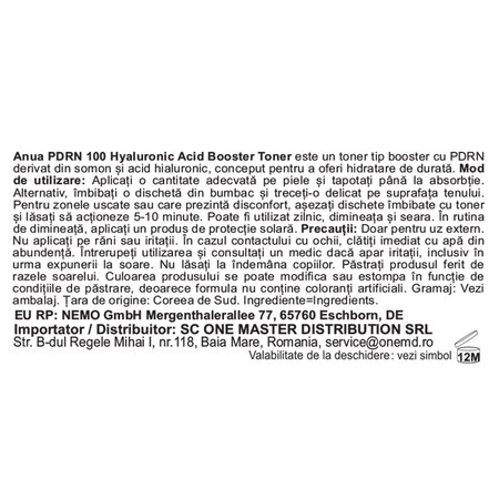 Toner de fata cu PDRN 100 Hyaluronic Acid Booster, 250 ml, Anua 754258