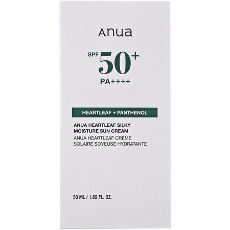 Crema de fata cu SPF50+ PA++++, Heartleaf Silky Moisture Sun Cream, 50 ml, Anua 754277