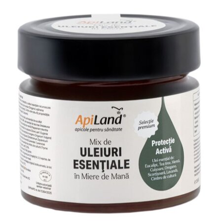 Miere de mana cu mix de uleiuri esentiale, 250 g, Apiland