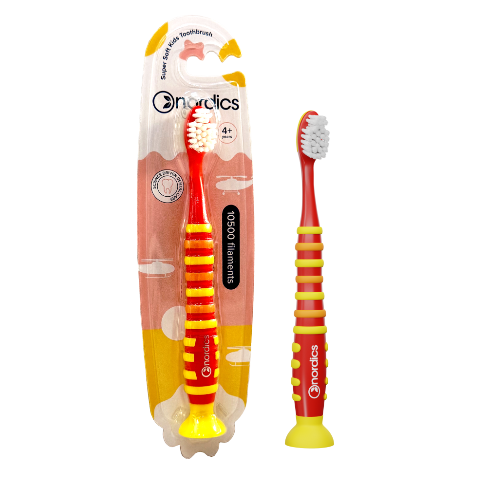 Periuta de dinti pentru copii 4+ ani Rocket 10500 Super Soft, culoare rosu-galben, 1 bucata, Nordics