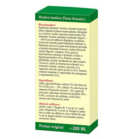 Sirop din flori de tei, anason si propolis, 100 ml, Elidor 754609