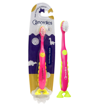 Periuta de dinti pentru copii 2+ ani Dino 6900 Super Soft, culoare mov-galben, 1 bucata, Nordics