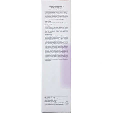 Crema de fata hidratanta Niacinamide 2+ Oil Control, 80 ml, Jumiso 754727