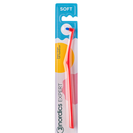 Periuta de dinti pentru curatare de precizie Expert Single Tuft Soft, culoare rosu, 1 bucata, Nordics