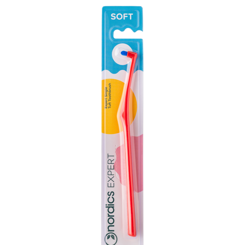 Periuta de dinti pentru curatare de precizie Expert Single Tuft Soft, culoare rosu, 1 bucata, Nordics
