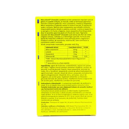 Macu Shield Chewable, 30 comprimate masticabile, Macu Vision 699266