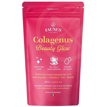 Colagen cu acid hialuronic si vitamina C Colagenus Beauty Glow, 325 g, Faunus Plant