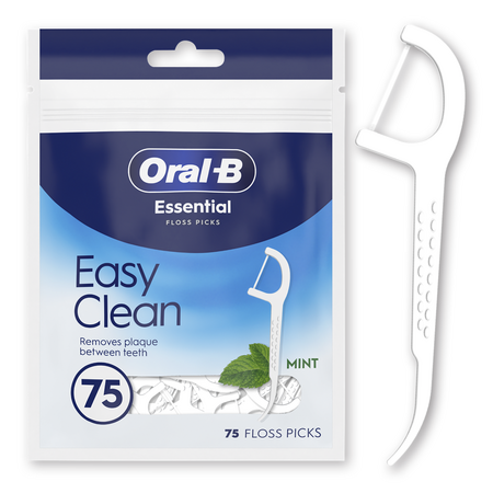 Scobitori cu ata dentara Essential Floss Picks, 75 bucati, Oral B