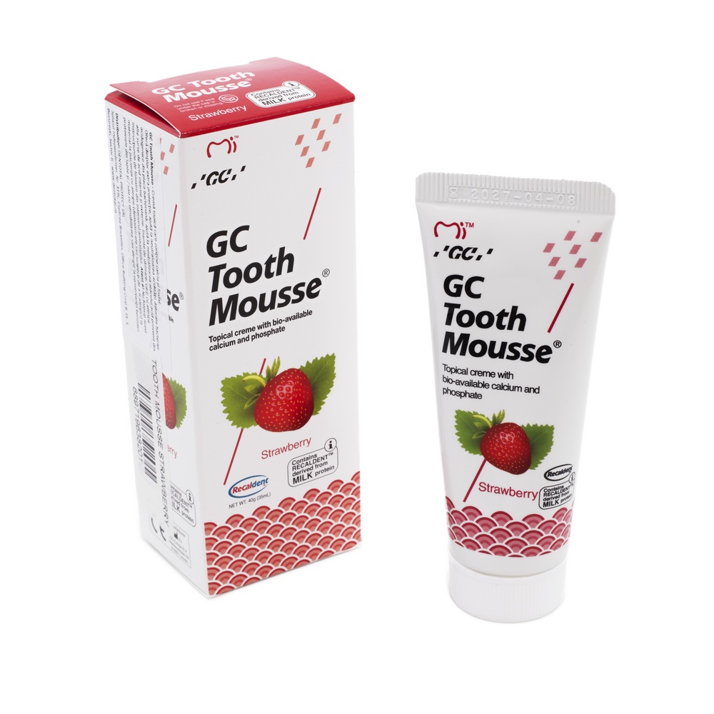 Crema topica remineralizanta pe baza de apa cu aroma de capsuni Tooth Mousse, 40 g, GC