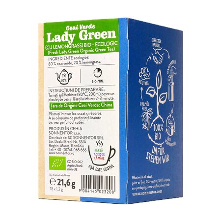 Ceai verde Bio Lady Green, 18 plicuri, Sonnentor 755156