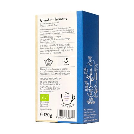 Ceai Bio cu ghimbir si turmeric, 120 g, Sonnentor 755179