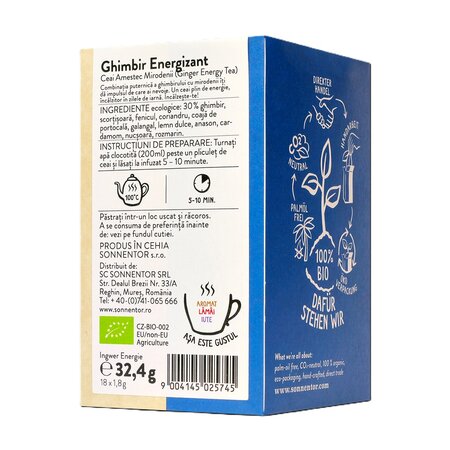 Ceai Bio Ghimbir Energizant, 18 plicuri, Sonnentor 755404