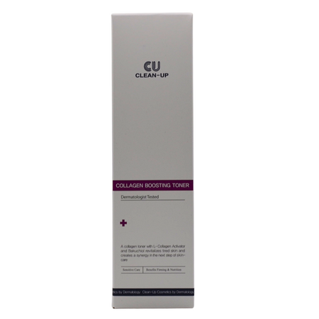 Toner pentru fermitate cu acid hialuronic si bakuchiol Clean-Up Collagen Booster, 200 ml, CU Skin 755904
