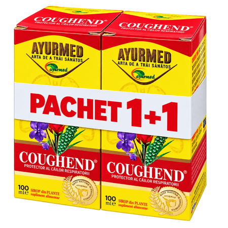 Pachet Sirop cu zahar Coughend, 2 x 100 ml, Ayurmed